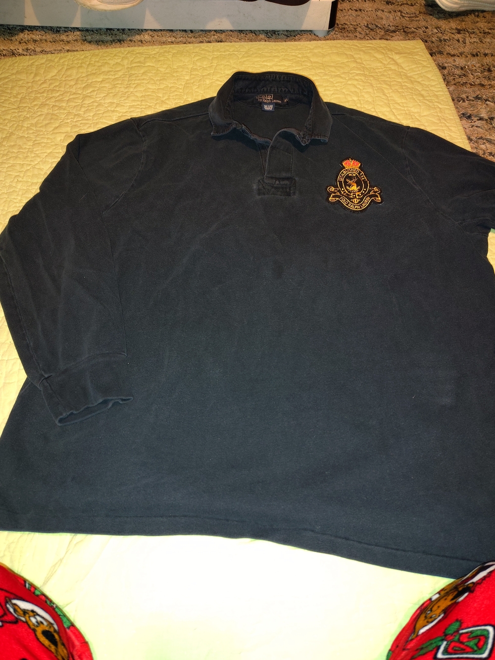 Polo by Ralph Lauren Black Long-Sleeve Rugby with Embroidered Crest